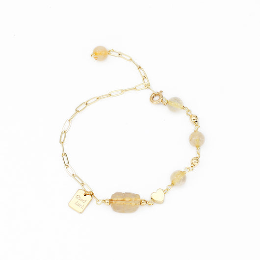 Pulsera de Cristal Dorado Natural con Costura Ajustable - Image 2