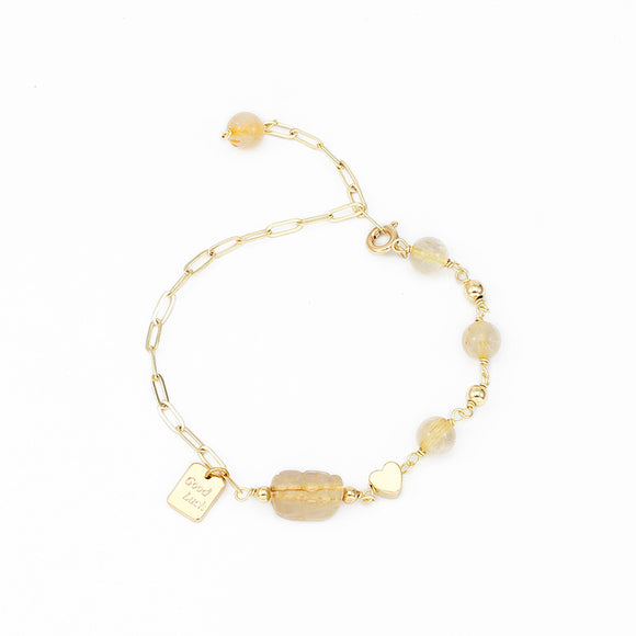 Pulsera de Cristal Dorado Natural con Costura Ajustable