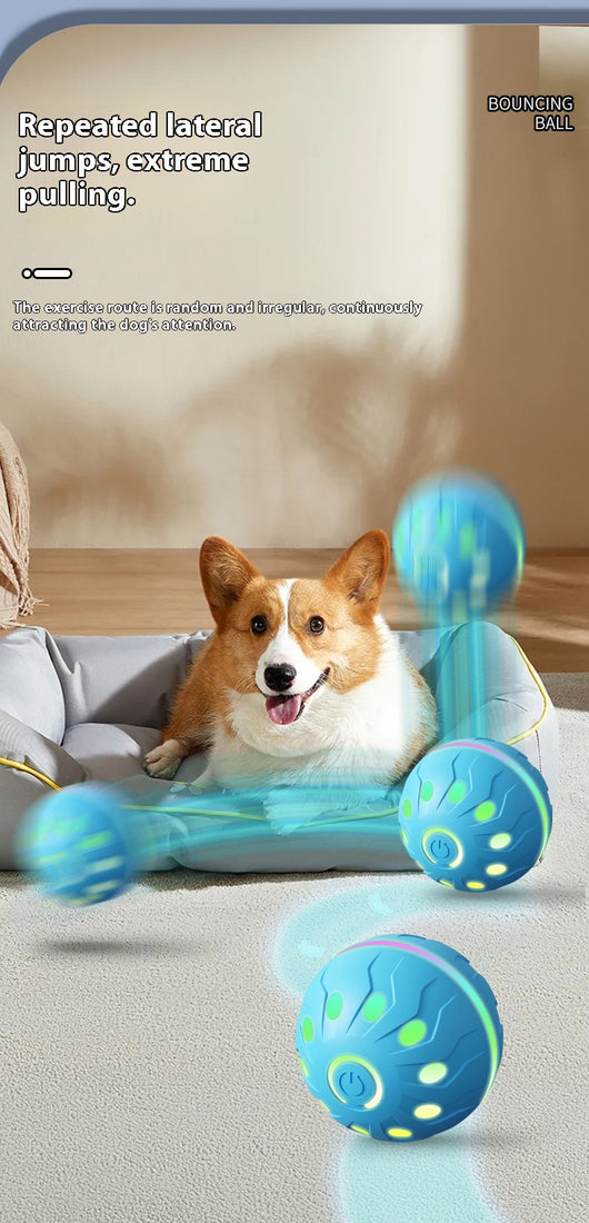 Orange-red automatic pet toy ball with a textured surface and a power button, designed for dogs. - Image 19