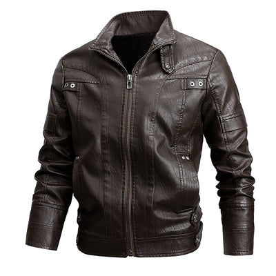 Abrigo de Cuero Suelto con Solapas para Hombre - Image 5