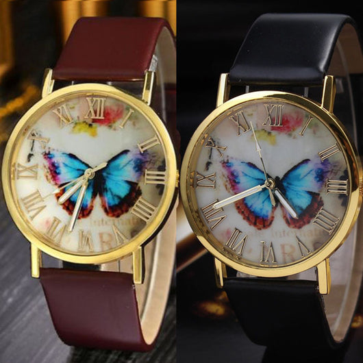 Reloj Pulsera Mariposa Escala Romana - Dorado Elegante Unisex - Image 2