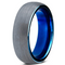 Anillo de Tungsteno Cepillado con Incrustación Azul Interior