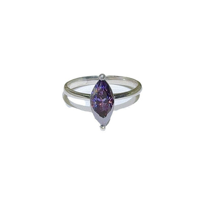 Anillo de Moissanita Talla Ojo de Caballo Púrpura Clásico - Image 5