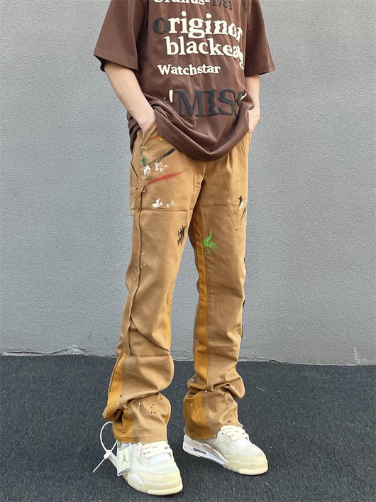 Pantalones Khaki Micro Acampanados con Estampado Graffiti Salpicado - Image 9