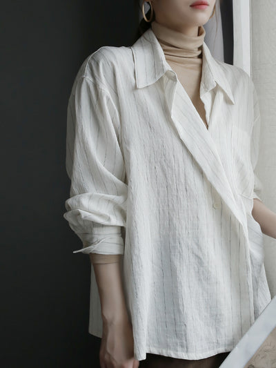 Cardigan Rayado con Botones - Blusa Suelta y Cómoda - Image 9