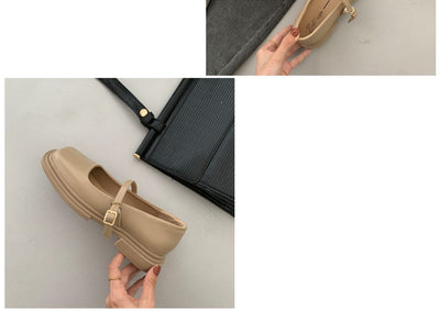 Zapatos de Cuero con Plataforma Estilo Británico para Mujer con Hebilla y Perla - Image 13