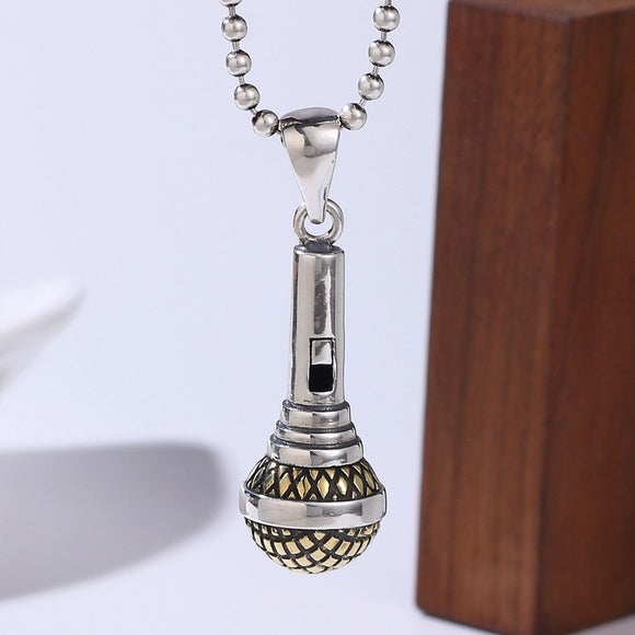 Dije Micrófono Plata 925 Hip Hop para Hombre y Mujer