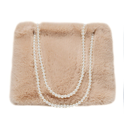 Bolso de Hombro Pearl Plush de Gran Capacidad con Detalles Perlados - Image 8