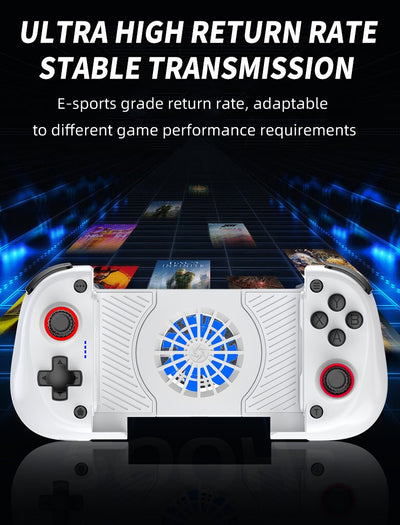 X3 stretching game controller with a blue left grip, red right grip, and a central cooling fan. - Image 9