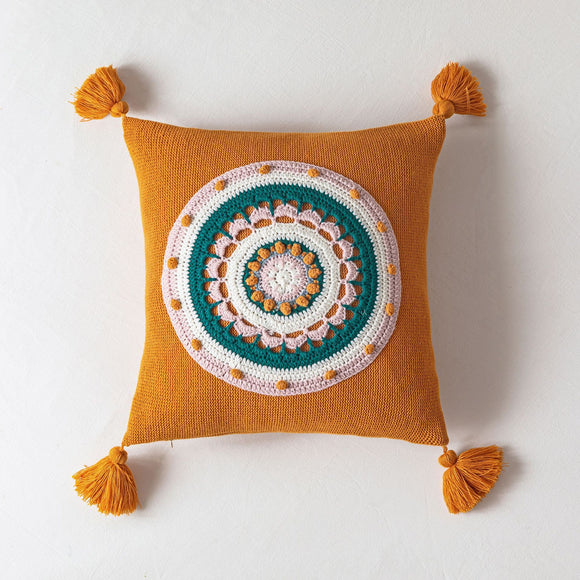 Funda de Cojín Tejida con Borlas para Sofá