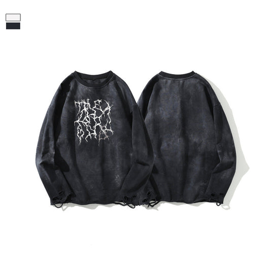 Top Tie-Dye con Agujeros Rotos e Impresión Personalizada
