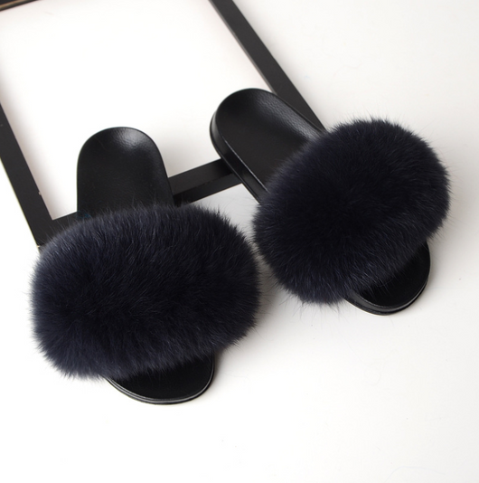 Pantuflas de Piel de Zorro Genuina para Mujer - Sandalias Deslizantes de Verano - Image 6