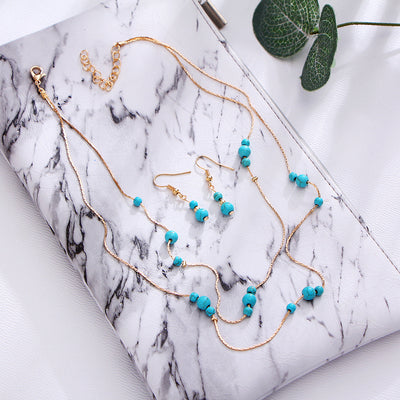 Conjunto de Collar y Aretes Turquesa Redondo - Image 3