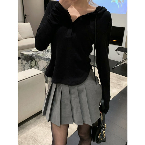 Suéter Tejido Slim Fit con Capucha - Blusa Básica Elástica para Primavera Mujer