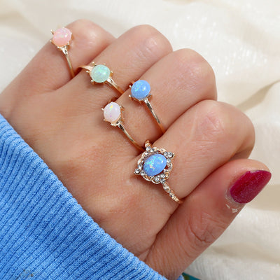 Juego de Anillos de Ópalo Simulado en Colores Candy - Image 10