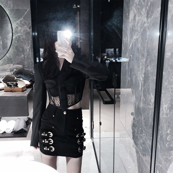 Blazer Corset Sexy de Personalidad Oscura