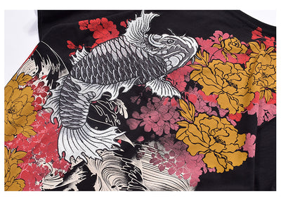 Camisa Gris con Bordado de Koi - Image 3
