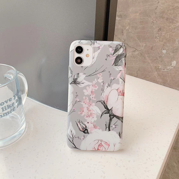 Funda Vintage de Flores y Hojas Compatible con Apple