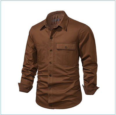 Camisa Polo de Manga Larga Algodón Lavado Tallas Grandes Hombre Color Sólido - Image 38
