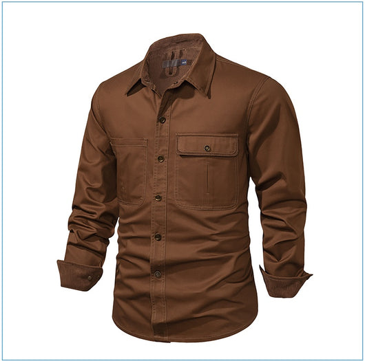 Camisa Polo de Manga Larga Algodón Lavado Tallas Grandes Hombre Color Sólido - Image 38