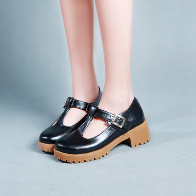 Zapatos Plataforma Mujer Talla Grande con Tacón Cuadrado y Hebilla T - Image 6