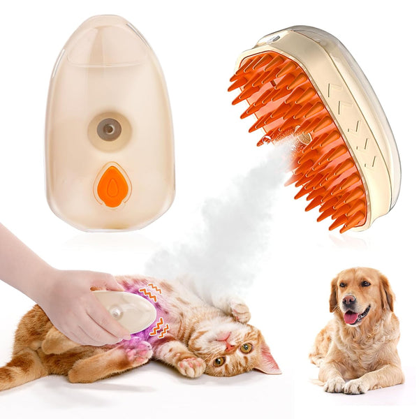 Cepillo de Vapor 4 en 1 para Gatos - Masajeador y Removedor de Pelo con Detector de Hongos