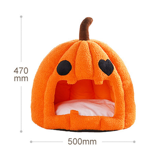Cama Cálida Tipo Calabaza para Gatos y Perros - Diseño Semicerrado - Image 4