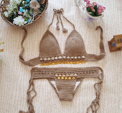 Bikini Retro Tejido a Mano - Traje de Baño Dividido Estilo Europa - Image 3