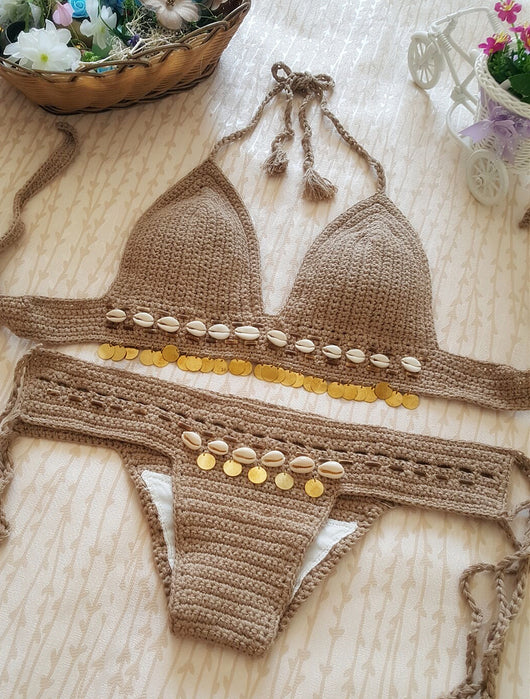 Bikini Retro Tejido a Mano - Traje de Baño Dividido Estilo Europa - Image 8