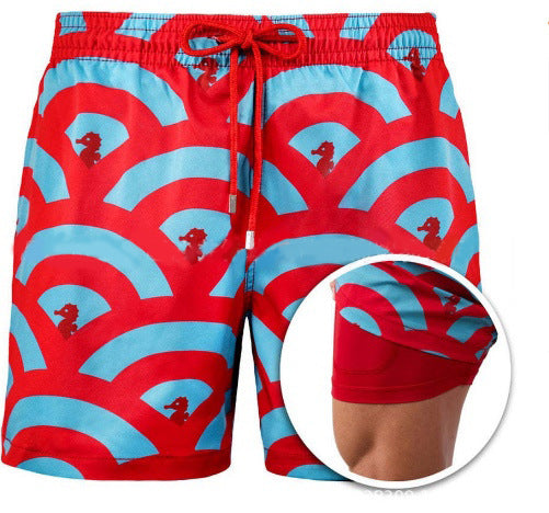Pantalones Cortos Deportivos Estampados de Doble Capa para Hombre