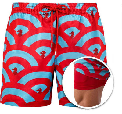 Pantalones Cortos Deportivos Estampados de Doble Capa para Hombre