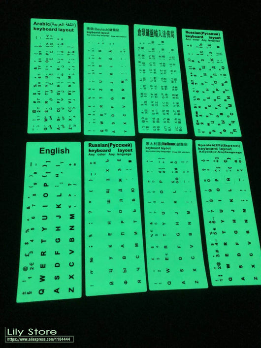 Pegatinas de Teclado Luminosas Multiidioma - Árabe, Tailandés, Hebreo, Francés, Italiano, Alemán - Image 7