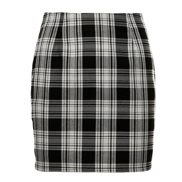 Falda A-línea Cuadros Británicos Negro y Blanco Retro - Image 12