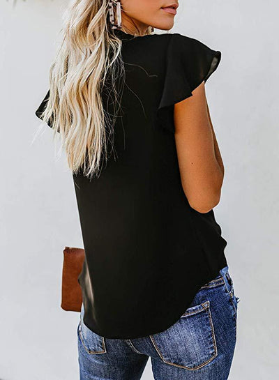 Blusa Elegante con Cuello en V, Botones y Mangas Fruncidas - Image 6