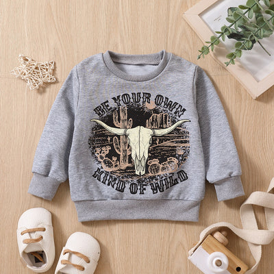 Suéter Infantil Gris con Estampado de Cabeza de Vaca - Image 10