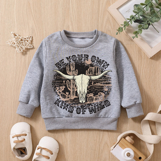 Suéter Infantil Gris con Estampado de Cabeza de Vaca - Image 10