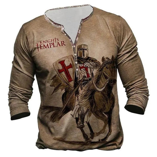 Camiseta Medieval de Manga Larga con Impresión Digital para Hombre - Image 3