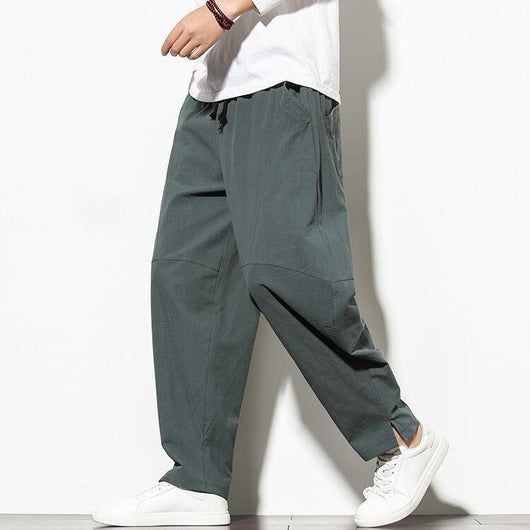 Pantalones de Lino Sueltos Estilo Chino para Hombre - Image 11