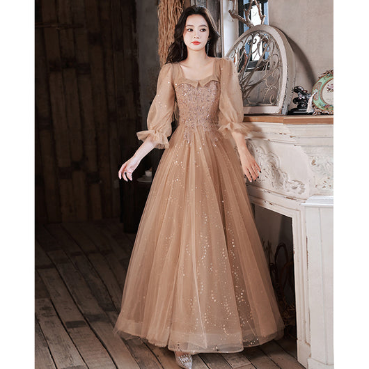 Vestido de Noche Elegante con Mangas Largas para Dama de Honor - Image 5