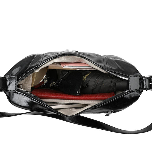 Bolso Crossbody de Cuero Wax Oil Suave - Estilo Pillow Bag - Image 5