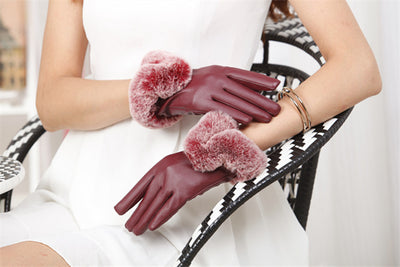 Guantes de Piel de Oveja Cálidos en Colores Lisos para Mujer - Image 4