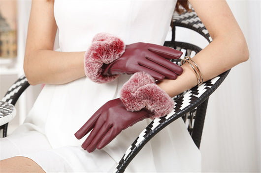 Guantes de Piel de Oveja Cálidos en Colores Lisos para Mujer - Image 4