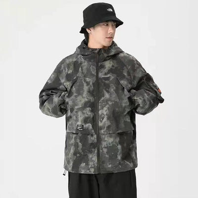 Chaqueta de Trabajo Gris con Capucha y Múltiples Bolsillos para Hombre - Image 9