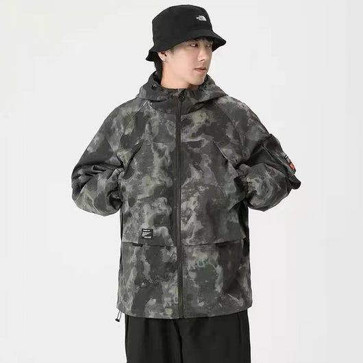 Chaqueta de Trabajo Gris con Capucha y Múltiples Bolsillos para Hombre - Image 9