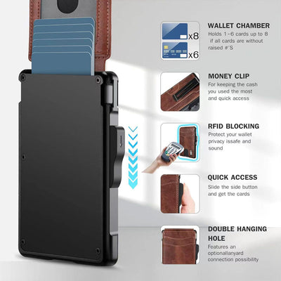 Cartera Minimalista de Cuero Genuino para Hombre con Detalles en Metal - Image 9