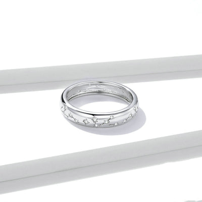 Anillo de Plata 925 Estrella y Luna Brillante Platinado - Image 2