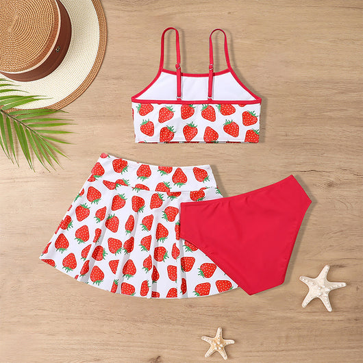Traje de Baño Niña Tres Piezas con Falda Volantes - Modelos Medianos y Grandes - Image 2