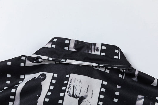 Camisa Suelta Estampado Video Tape para Hombre - Image 7