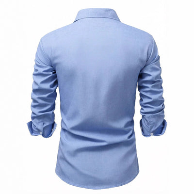 Camisa Casual de Manga Larga en Colores Sólidos - Transpirable y Cómoda - Image 4