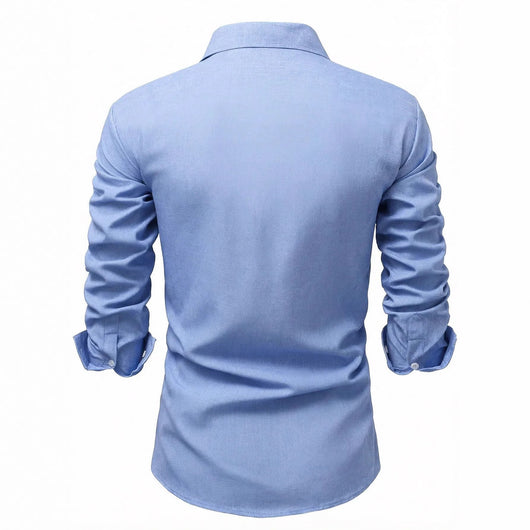 Camisa Casual de Manga Larga en Colores Sólidos - Transpirable y Cómoda - Image 4